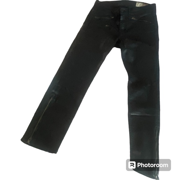 Rag & Bone Jeans Womens Size 27 Black Moto Coated Zippers Biker Edgy Ankle USA - Picture 3 of 8